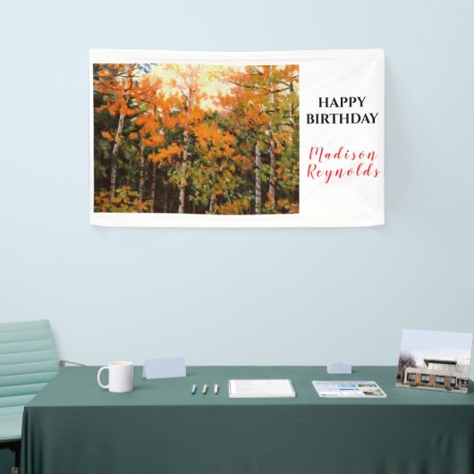 Gloride Oranje Geel Groene Aspens Birthday Spandoek (Beurs)
