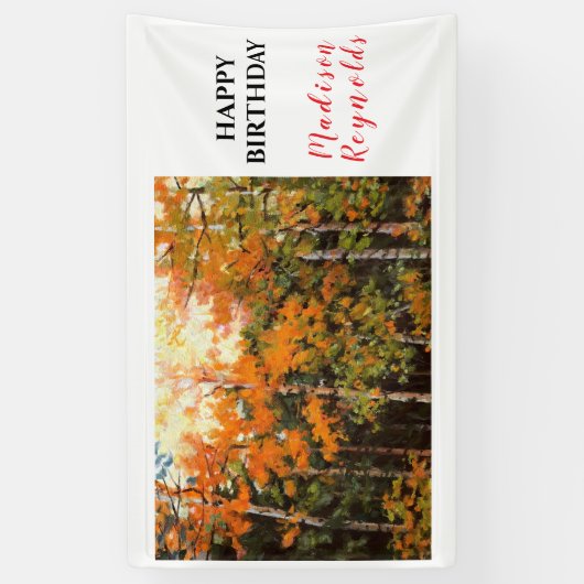 Gloride Oranje Geel Groene Aspens Birthday Spandoek (Verticaal)