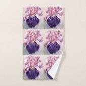 Gloride Paarse Iris bloemen Waterverf Handdoekset Bad Handdoek (Handdoek)