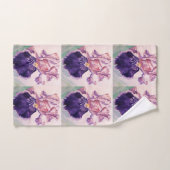 Gloride Paarse Iris bloemen Waterverf Handdoekset Bad Handdoek (Handdoek)