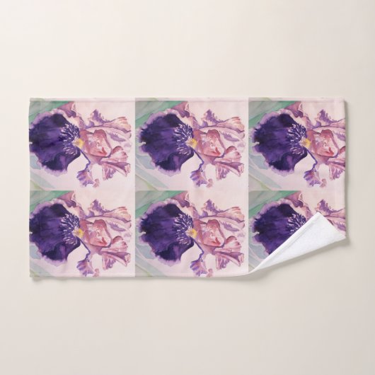 Gloride Paarse Iris bloemen Waterverf Handdoekset Bad Handdoek (Handdoek)