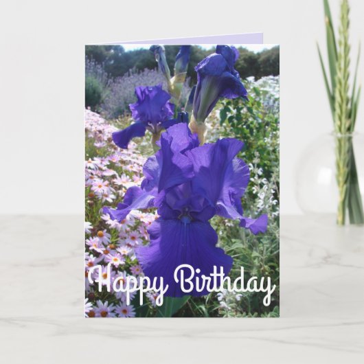 Gloride Paarse Iris Flower Floral Birthday Card Kaart (Voorkant)