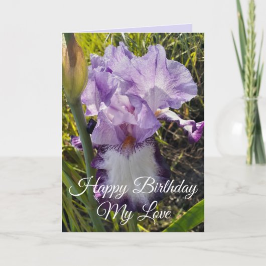 Gloride Paarse Iris Flower Floral Birthday Card Kaart (Voorkant)