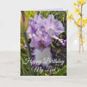Gloride Paarse Iris Flower Floral Birthday Card Kaart (Gele Bloem)