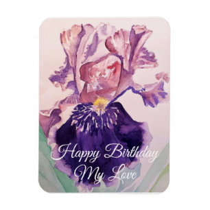 Gloride Paarse Waterverf Iris Birthday Magnet Magneet