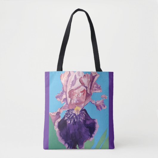 Gloride Paarse Waterverf Iris Flower Floral Bag Tote Bag (Voorkant)