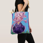 Gloride Paarse Waterverf Iris Flower Floral Bag Tote Bag (Dichtbij)