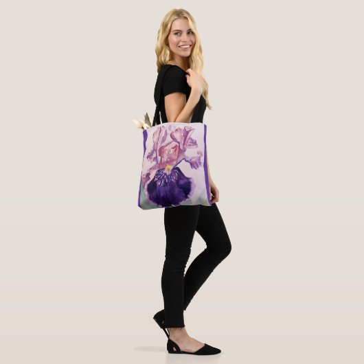 Gloride Paarse Waterverf Iris Flower Floral Bag Tote Bag (Op model)