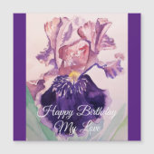 Gloride Paarse Waterverf Iris Love Birthday Card (Voorkant)