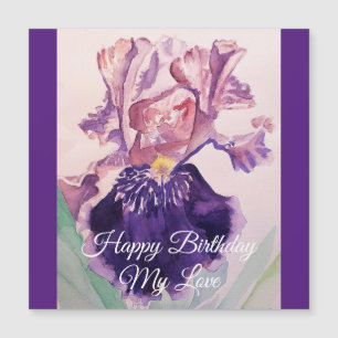 Gloride Paarse Waterverf Iris Love Birthday Card