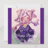 Gloride Paarse Waterverf Iris Love Birthday Card (Voorkant)