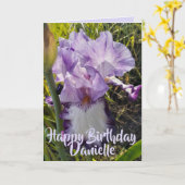 Gloride Paarse Waterverf Iris Love Birthday Card Kaart (Gele Bloem)