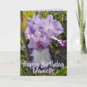 Gloride Paarse Waterverf Iris Love Birthday Card Kaart