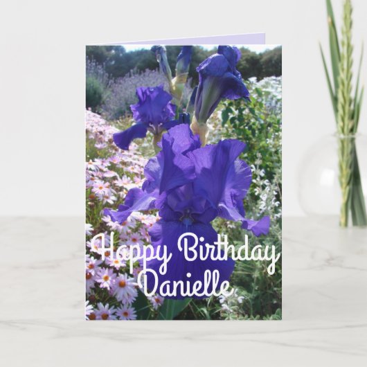 Gloride Paarse Waterverf Iris Love Birthday Card Kaart (Voorkant)