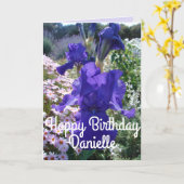 Gloride Paarse Waterverf Iris Love Birthday Card Kaart (Gele Bloem)