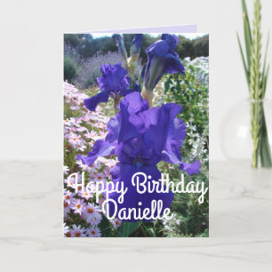 Gloride Paarse Waterverf Iris Love Birthday Card Kaart