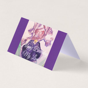 Gloride Paarse Waterverf Iris Love Birthday Card Kaart