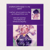 Gloride Paarse Waterverf Iris Love Birthday Card Kaart (Buitenkant ongevouwen)