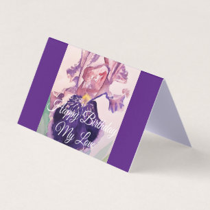 Gloride Paarse Waterverf Iris Love Birthday Card Kaart