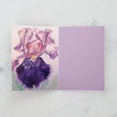 Gloride Paarse Waterverf Iris Love Birthday Card Kaart (Binnen)