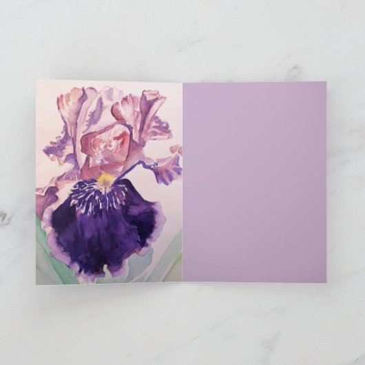 Gloride Paarse Waterverf Iris Love Birthday Card Kaart (Binnen)