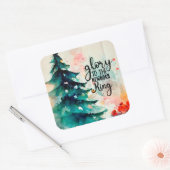Glorie aan de Newborn King kerstcarol Vierkante Sticker (Envelop)