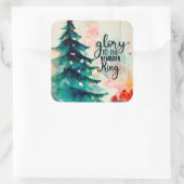 Glorie aan de Newborn King kerstcarol Vierkante Sticker (Tas)