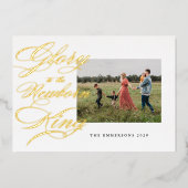 Glorie aan de pasgeboren koning, Kerst Folie Feestdagenkaart (Voorkant)