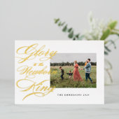 Glorie aan de pasgeboren koning, Kerst Folie Feestdagenkaart (Staand Voorkant)