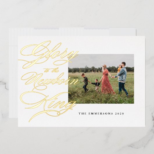 Glorie aan de pasgeboren koning, Kerst Folie Feestdagenkaart (Envelop)