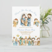 Glorie aan de pasgeboren koning kerstdiner kaart (Staand voorkant)