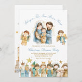 Glorie aan de pasgeboren koning kerstdiner kaart (Voorkant / Achterkant)