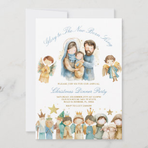 Glorie aan de pasgeboren koning kerstdiner kaart