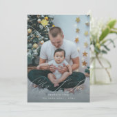 Glorie aan de pasgeboren koning Kerstfoto Feestdagenkaart (Staand voorkant)