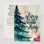 Glorie aan de pasgeboren koning kerstkarolflat feestdagenkaart (Voorkant / Achterkant)