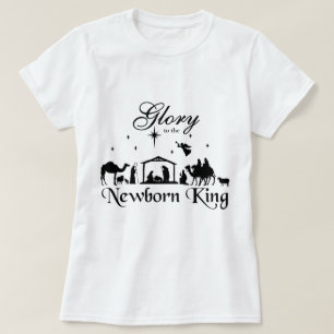 Glorie aan de pasgeboren koning Kerstmis T-Shirt