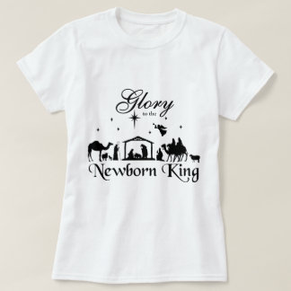 Glorie aan de pasgeboren koning Kerstmis T-Shirt