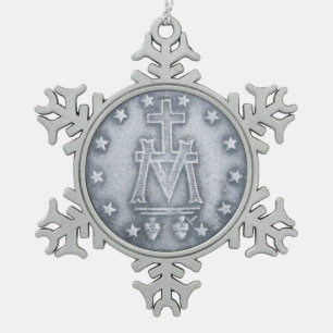 Glorie aan de wonderbaarlijke medaille tin sneeuwvlok ornament