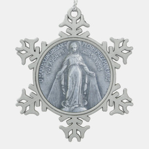 Glorie aan de wonderbaarlijke medaille tin sneeuwvlok ornament