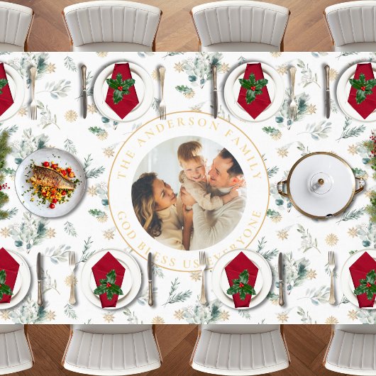 Glorie aan God Bijbelvers Kerstgroen Tafelkleed