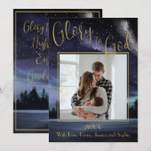 Glorie aan God Blauwe Sterrennacht Foto Kerst Feestdagenkaart (Voorkant / Achterkant)