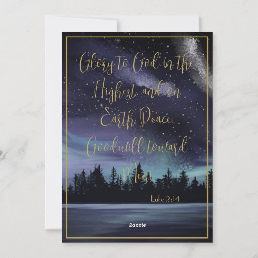 Glorie aan God Blauwe Sterrennacht Foto Kerst Feestdagenkaart (Achterkant)