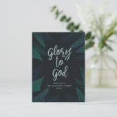 Glorie aan God. Botanisch schrift religieuze Kerst Feestdagenkaart (Staand voorkant)