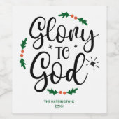 Glorie aan God Christelijk Kerst Custom Religious Wijn Etiket (Enkel label)