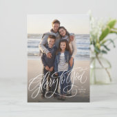 Glorie aan God elegante religieuze foto Kerstmis Feestdagenkaart (Staand voorkant)