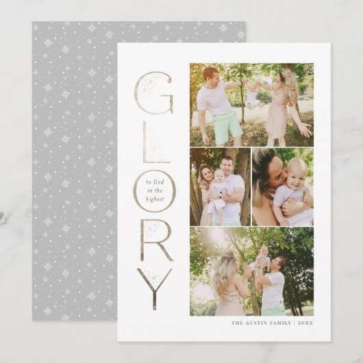Glorie aan God Faux Gold Foil Religieuze Kerstmis Feestdagenkaart (Voorkant / Achterkant)