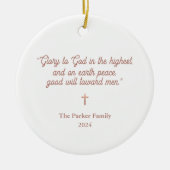 Glorie aan God | Faux Roos Goud en Foto Kerst Keramisch Ornament (Voorkant)