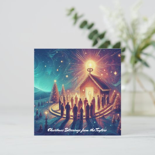 Glorie aan God Gouden Sterren Religieuze Jezus Chr Feestdagenkaart (Staand voorkant)