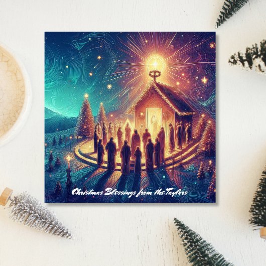 Glorie aan God Gouden Sterren Religieuze Jezus Chr Feestdagenkaart