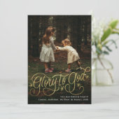 Glorie aan God Hand belettering Foto Feestdagenkaart (Staand voorkant)